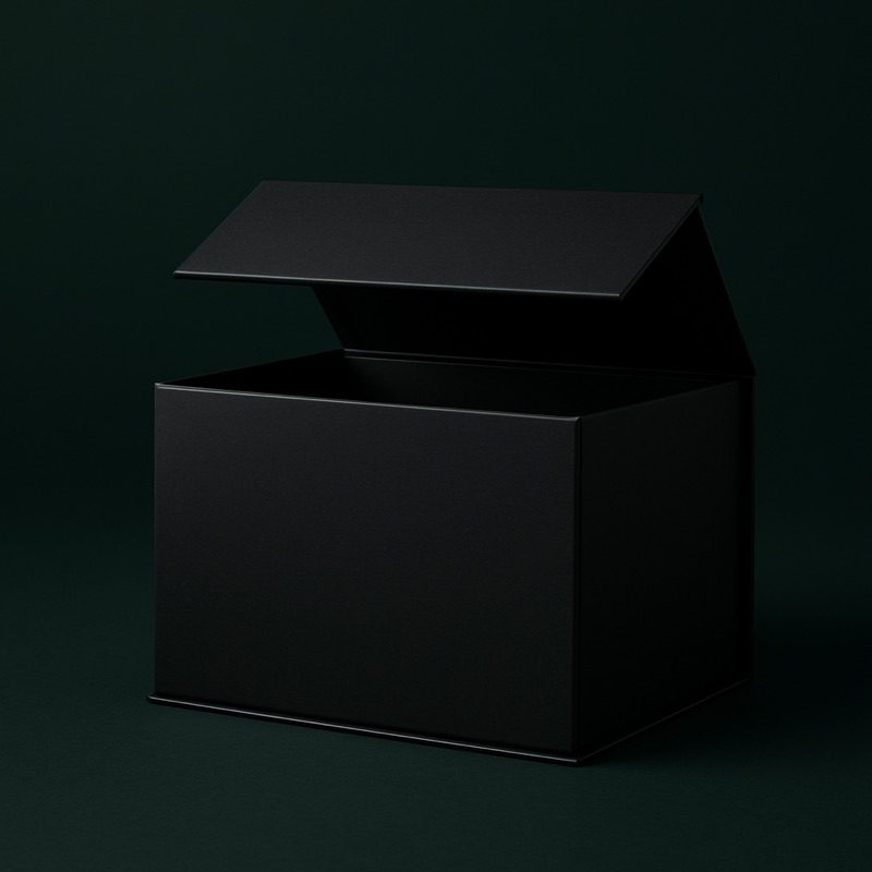A black rigid magnetic closure gift box