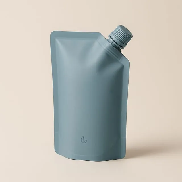 Blue spout pouch with a screw cap